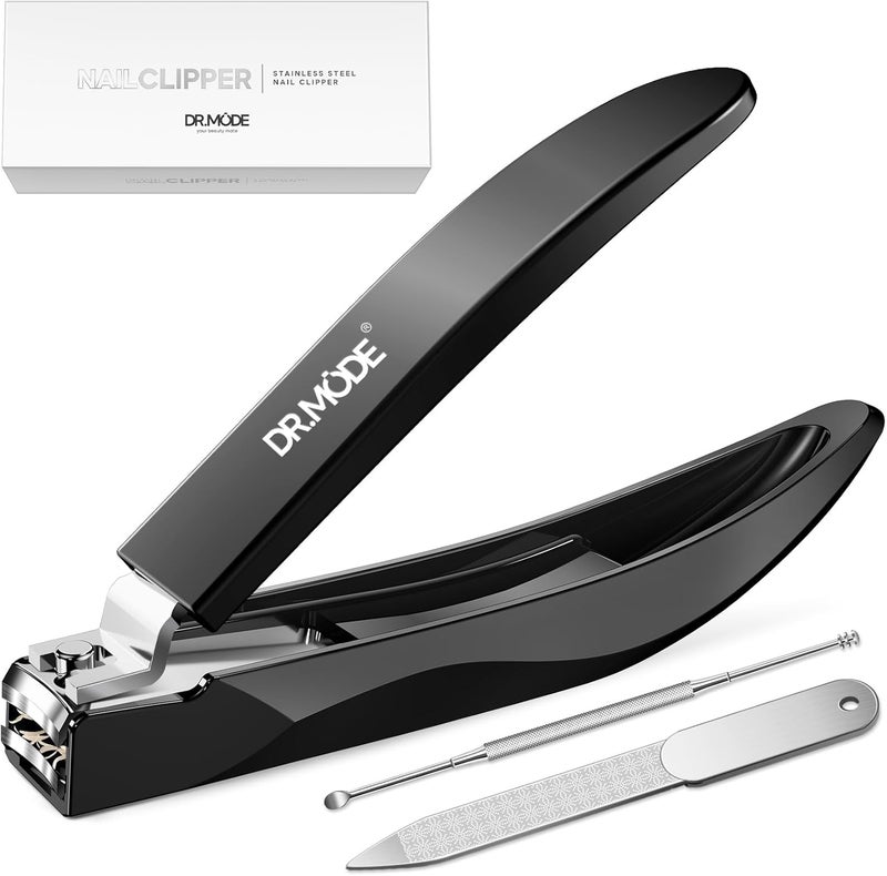 DRMODE Nail Clippers for Men with Catcher, Anti Splash Self-Collecting Finger Nail Clippers Adult with Ergonomics Long Handle, Heavy Duty Mess Free Toenail Clippers Nail Cutter Unique Gifts for Women - Image 1